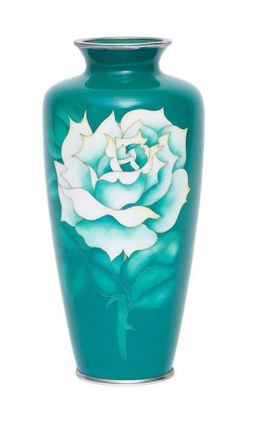 GRAND VASE OVOÏDE EN CLOISONNE