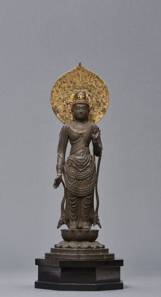Grande figurine de belle qualité en laque sèche représentant un Kanno