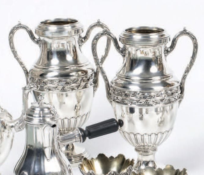 Grande PAIRE DE VASES en argent (950 millièmes) de St Louis XVI Poinçons Minerv