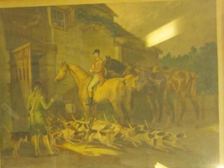 Gravure anglaise encadrée "le départ pour la chasse"