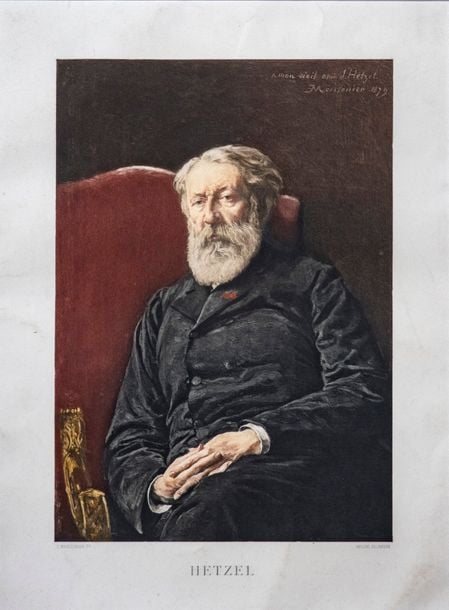 Gravure originale en couleurs de Pierre-Jules Hetzel par Meissonnie