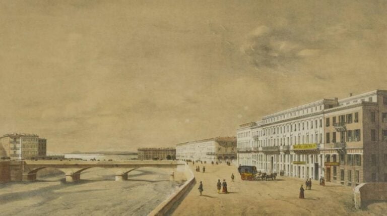 Gravure - Vue du pont Neuf à Nice