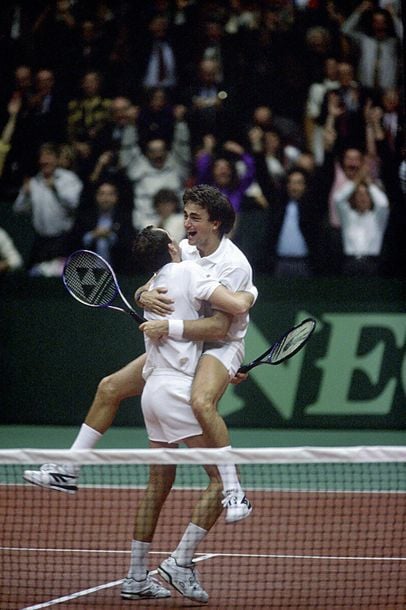 Guy Forget, Henri Leconte, finale de la Coupe Davis - 1991 © Jean-Claude Pichon/L'Équipe 30 novembre 199