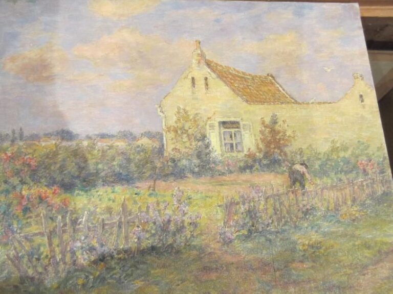 Henri Duhem, huile sur toile "le jardin"