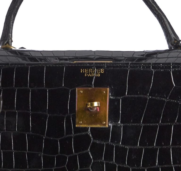 HERMÈS - circa 1970 - SAC "KELLY" 32 en crocodile d'estuaire (Crocodylus porosu…