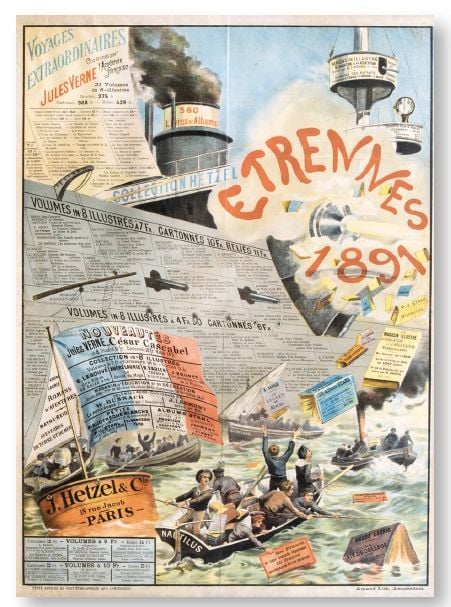Hetzel & Cie, affiche en couleurs pour les Étrennes 1891: «Le Cuirassé Hetzel» 189