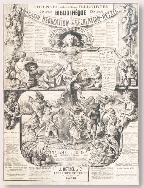 Hetzel & Cie, affiche N&B pour les Étrennes 1876: «Farandole enfantine» 187