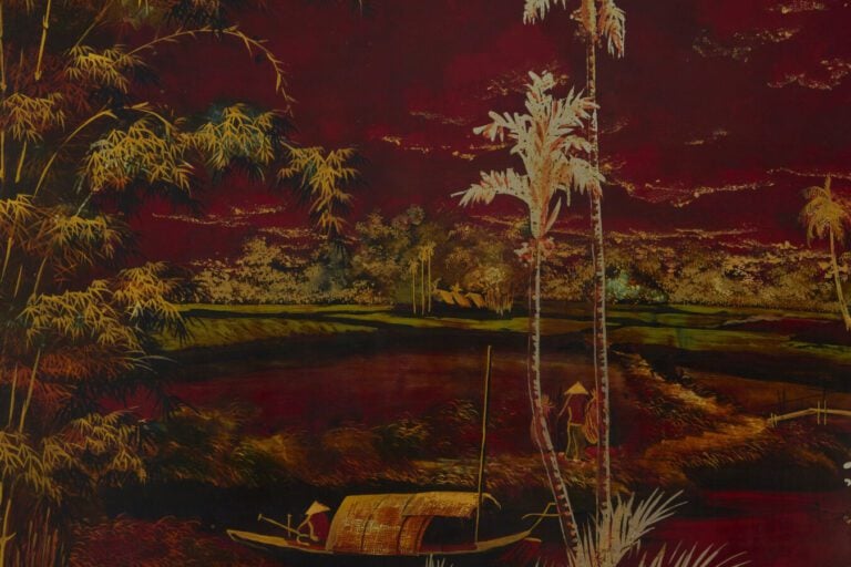 HOANG NGOC - XXE - « Vue d'une baie » - Panneau rectangulaire en laque - polych…