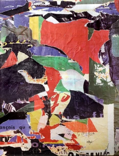 Hommage à Braque, 2007 Sérigraphie, affiches lacérées sur toile Signée en bas à droite, numérotée 50/90 en bas à gauche 116 x 89 cm