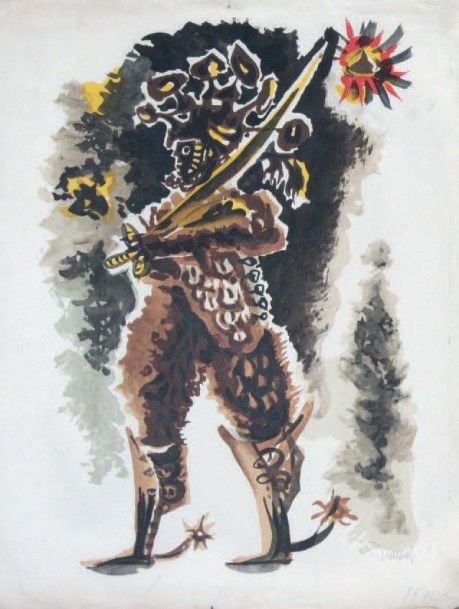 Homme au sabre Ensemble de deux lithographie