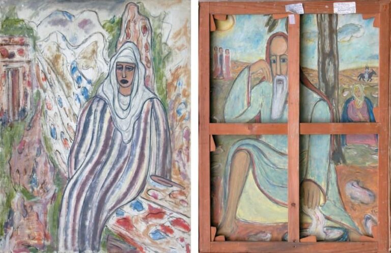 Homme en blanc/un saint homme, 1946/1948 Huile sur toile double face 118 x 89 cm Exposition: Galerie André Weill, Paris, septembre 1951 Oil on canvas, painted both side