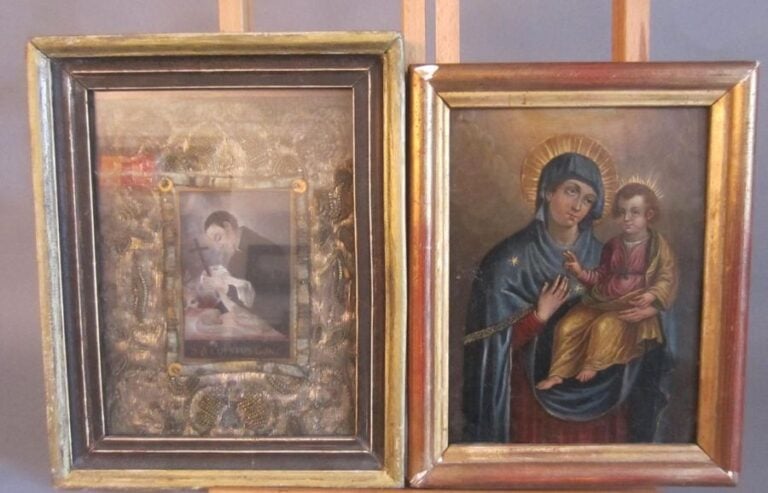Huile sur panneau "Vierge à l'enfant" (2