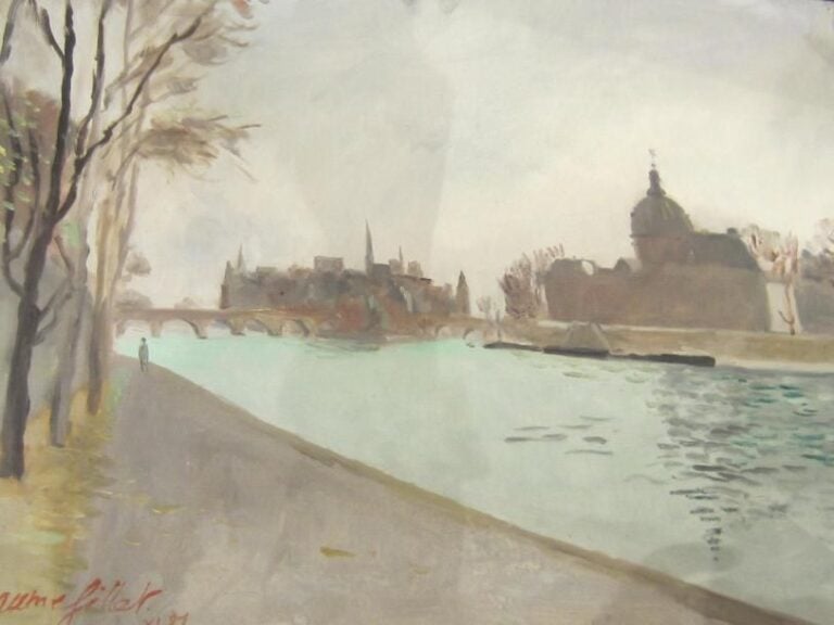 Huile sur toile "Vue de l'institut" par Guillaume ,Gillet