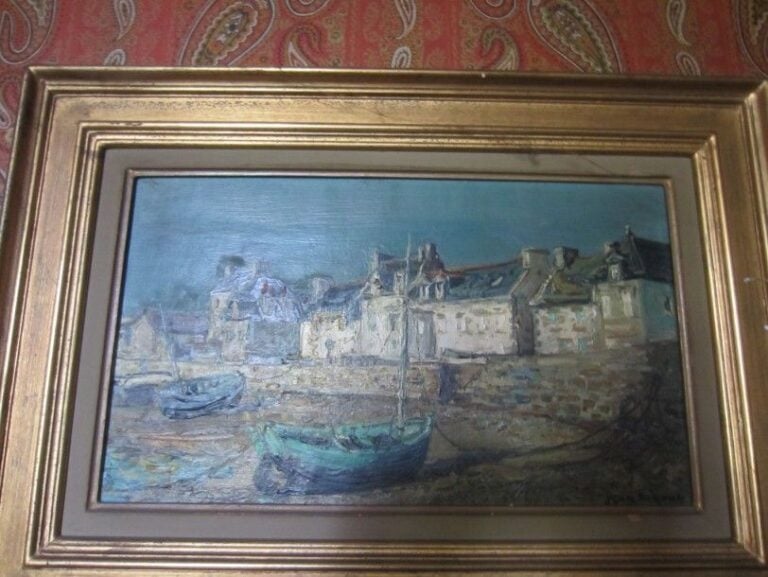 Ile de Sein, 63 Huile sur toile, signée en bas à droite et datée 26,5 x 45 cm
