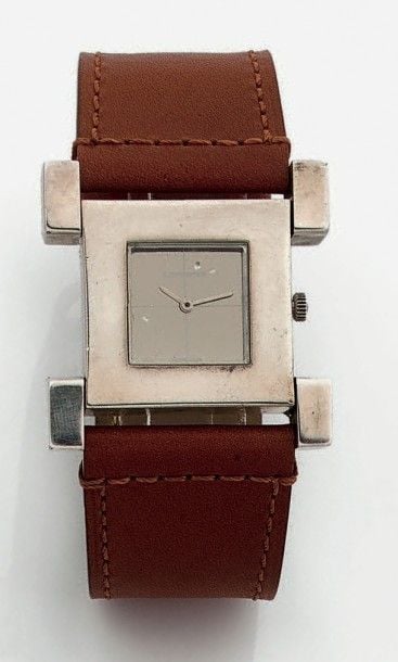 Important BRACELET MONTRE carrée en argent (mi