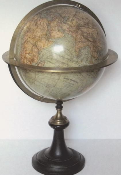IMPORTANT GLOBE TERRESTRE signé Delamarche à Pari