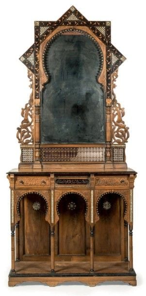 Important meuble oriental avec miroir