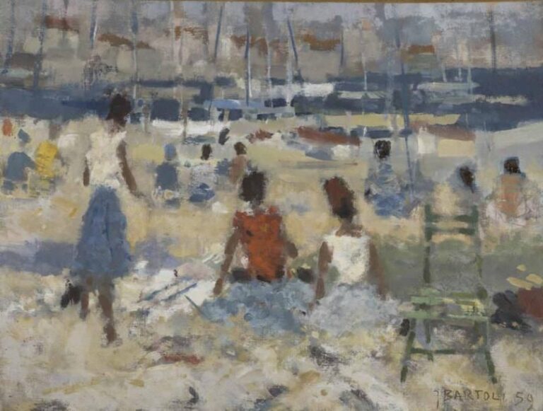 Jacques BARTOLI (1920-1995) La plage Huile sur toil