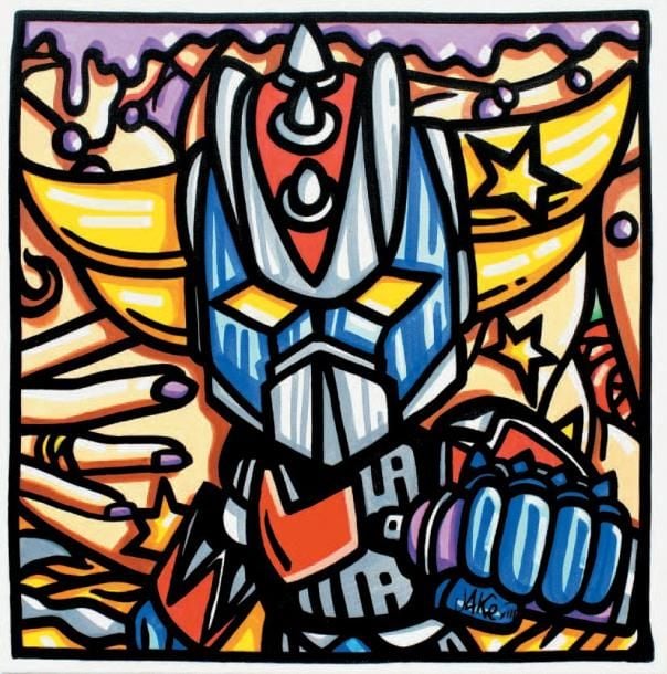JAKÈ Grendizer Acrylique et posca sur toile Signée 50 x 50 cm Jaké Acrylic and posca on canvas Signed France