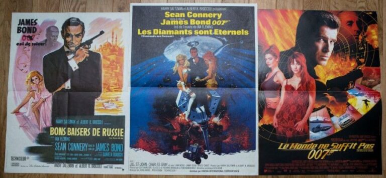 James Bond Lot de 3 affiches James Bond: Bons baisers de Russie, Les diamants sont éternels et Le monde ne suffit pas France Dimensions des affiches: 40 x 60 cm