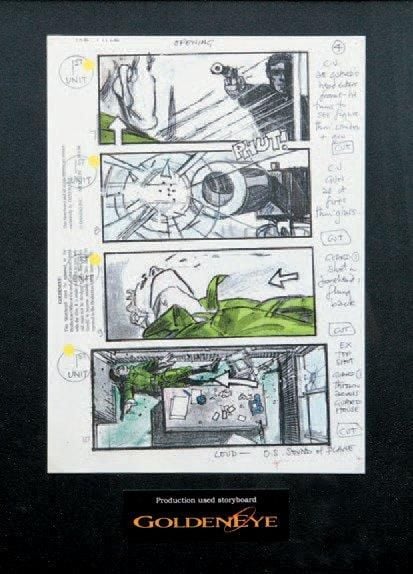 James Bond Storyboard coloré de production, Goldeneye Encadré sous verre 1995 Di