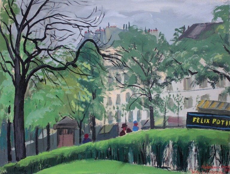 Jardin de l'Observatoire (1930) Gouache Signée, située et datée en bas à droite 38,5 x 50 cm