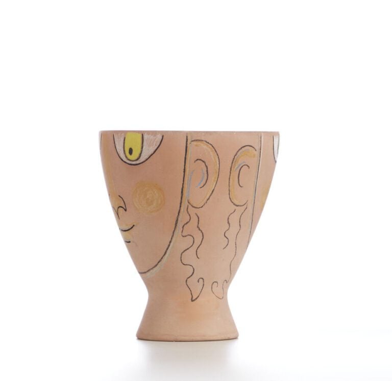 JEAN COCTEAU (1889-1963) - Atelier Madeline-Jolly - Vase évase sur talon circul…