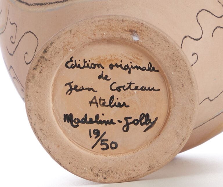 JEAN COCTEAU (1889-1963) - Atelier Madeline-Jolly - Vase évase sur talon circul…