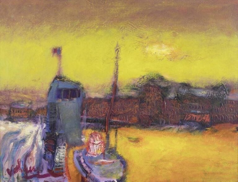 Jean VOLANG (1921-2005) Bateaux au port Huile sur toil