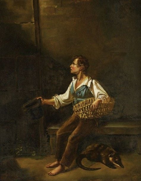 Jeune mendiant avec un animal Huile sur sa toile d'origin