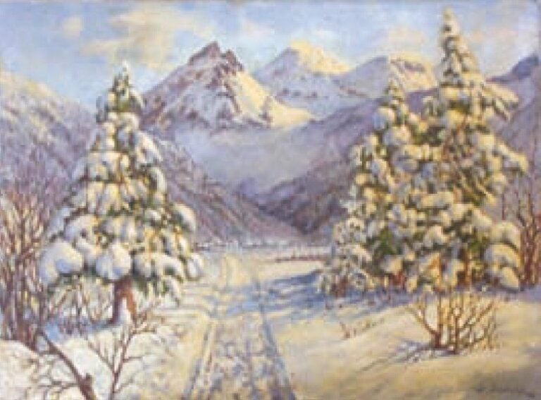 Kandersteg - Suisse (1959) Huile sur toile Signée en bas à droite, titrée et datée au dos 46 x 62 cm