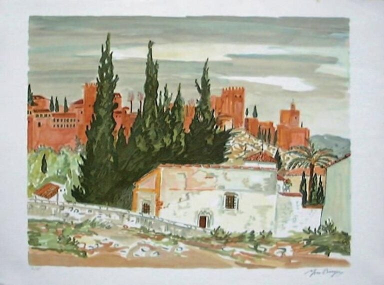 L'ALHAMBRA Lithographie originale encadrée Numérotée 31/125 en bas à gauche Signée en bas à droite 56 x 76 cm