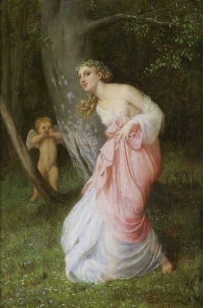 L'appel de l'Amour Huile sur toile, signée en bas à droite et datée 185