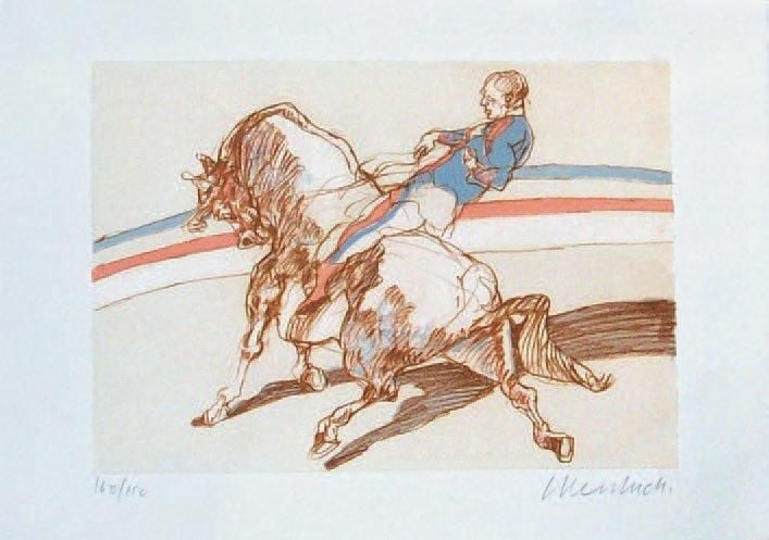 L'ÉCUYER Lithographie originale encadrée, signée en bas à droite, numérotée 105/250 en bas à gauche 31 x 45 cm