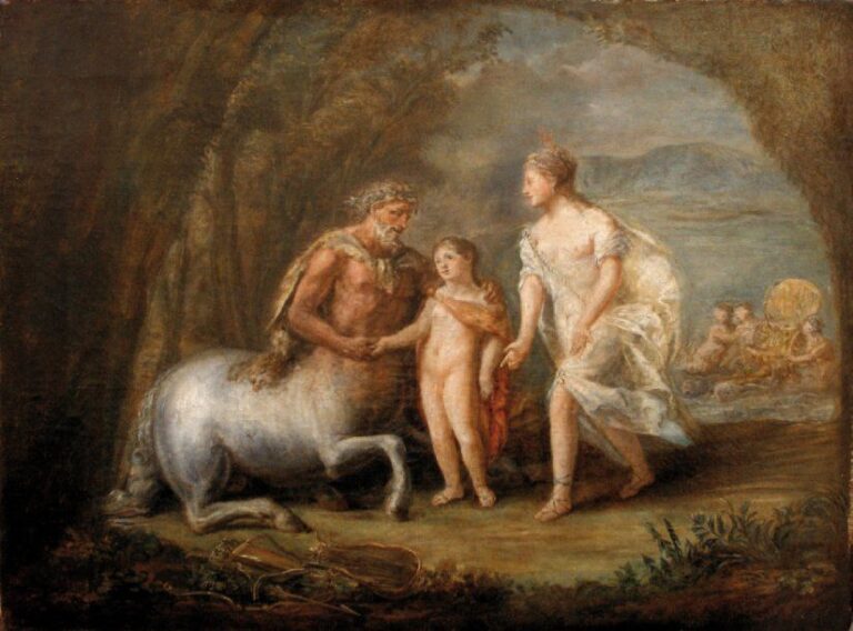 L'éducation d'Achille par le centaure Chiron Huile sur toile (sans cadre) 36 x 4