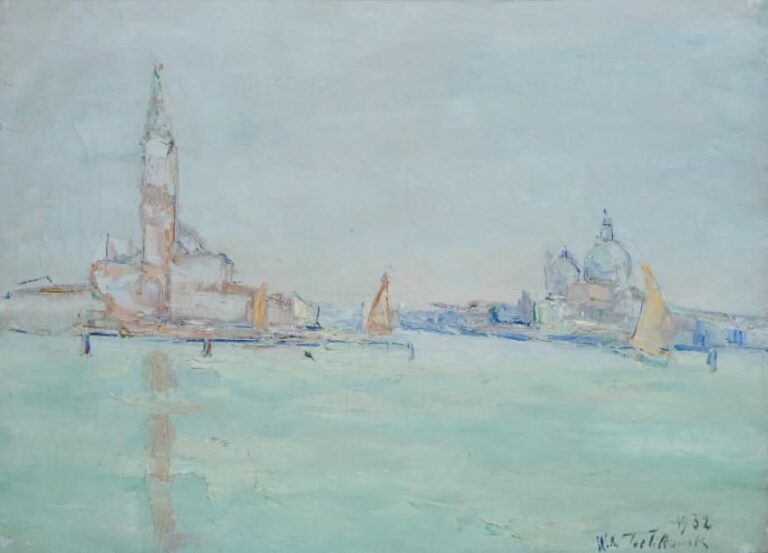 L'entrée du canal à Venise, 1932 Huile sur toile, signée et datée en bas à droite 54,5 x 73 cm