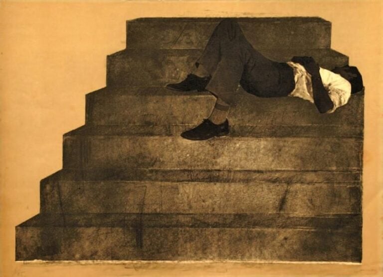 L'escalier Lithographie numérotée 8/75 signée en bas à droite 50 x 73 cm