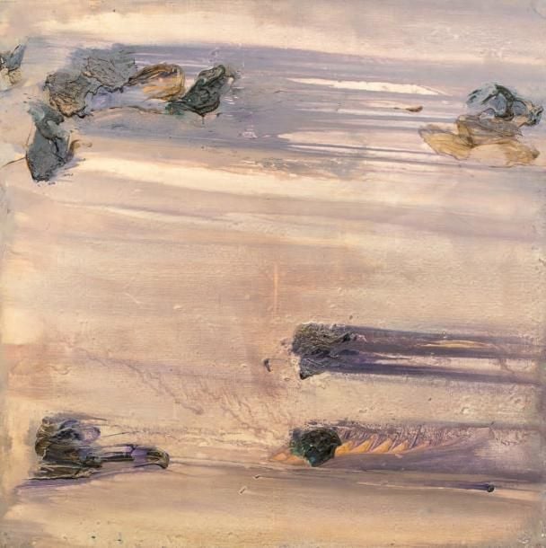 L'HIVER Huile sur toile, signée en bas à droite des initiales et contresignée, titrée et datée 1971 au dos 100 x 100 cm