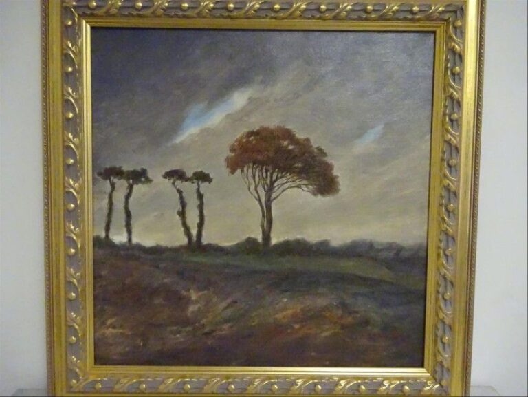 L'orage Huile sur toile Signée en bas à droite 54 x 54 cm