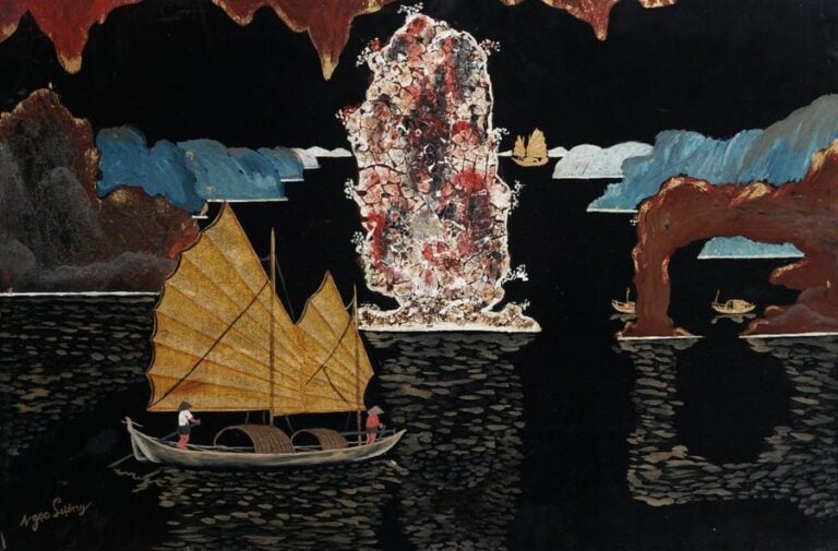 LA BAIE D'HALONG / HA LONG - PANNEAU DE BOIS LAQUE PAR HONG PHUOC