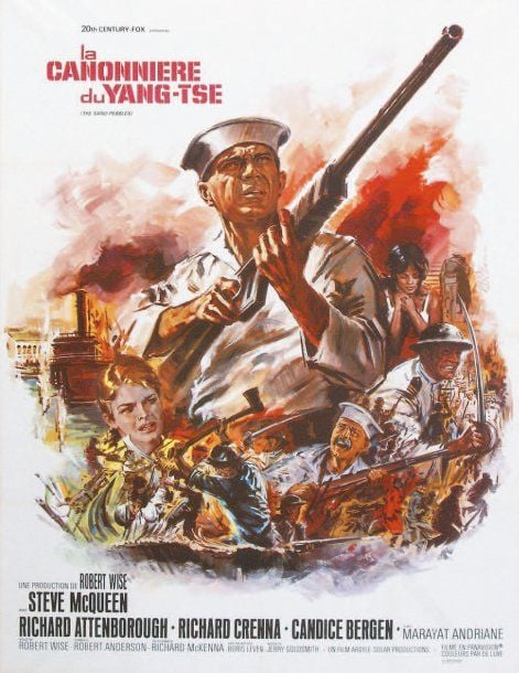 « LA CANONNIERE DU YANG TSE, 1966 » Affiche du film avec Steve McQueen et Candice Berge