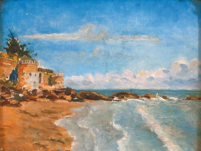 La côte en Bretagne Huile sur toile, trace de signature en bas à gauche 24 x 33 cm