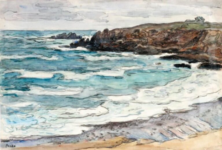 La côte sauvage en Bretagne Aquarelle, signée en bas à gauche 37 x 46 cm Provenance: Descendance de l'artiste