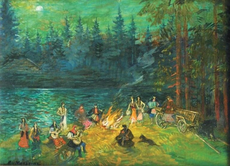La fête Huile sur carton, signée en bas à gauche 24 x 32 cm