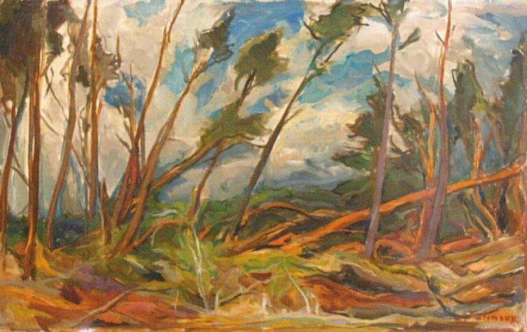 La forêt Huile sur toile Signée en bas à droite 38 x 61 cm