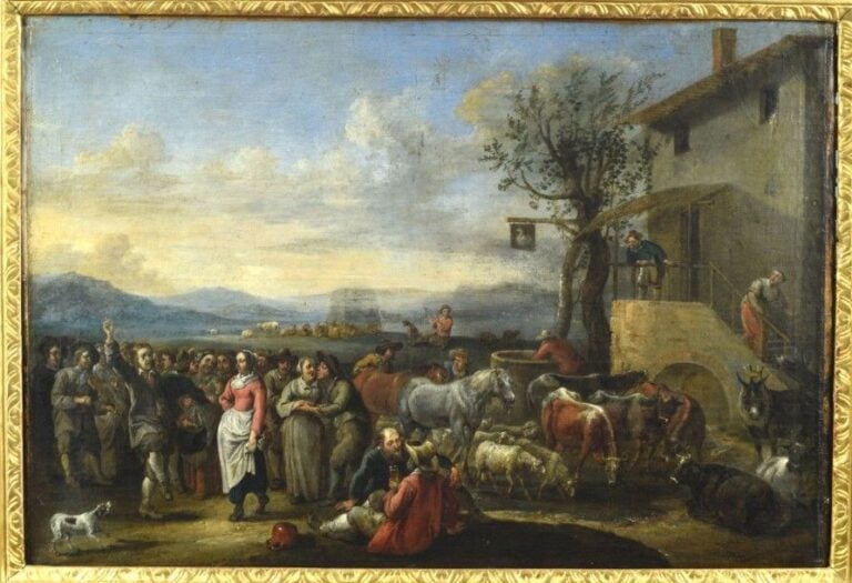 La Kermesse Huile sur toile 51 x 72 cm (craquelures, restaurations anciennes, rentoilage)