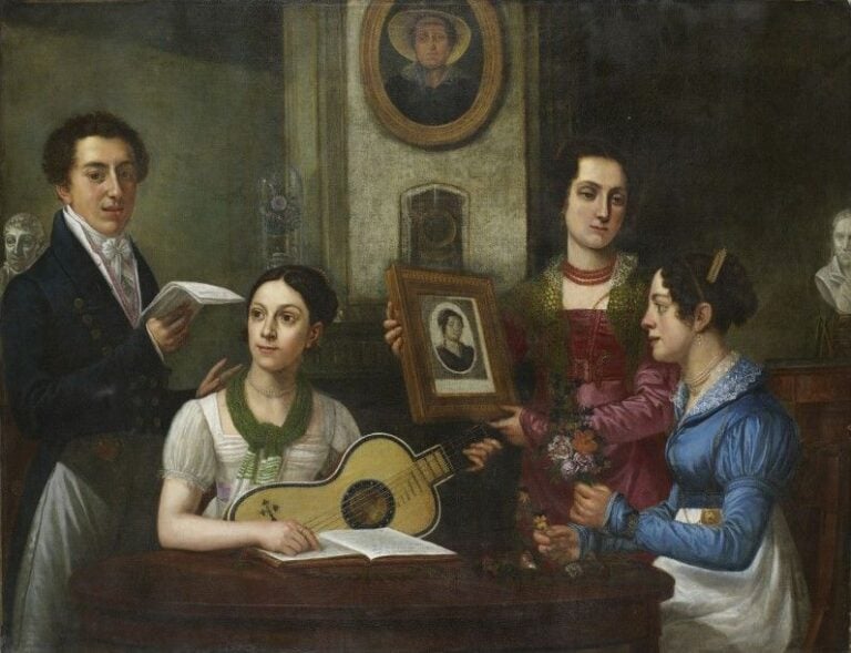 La Leçon de musique Huile sur toil
