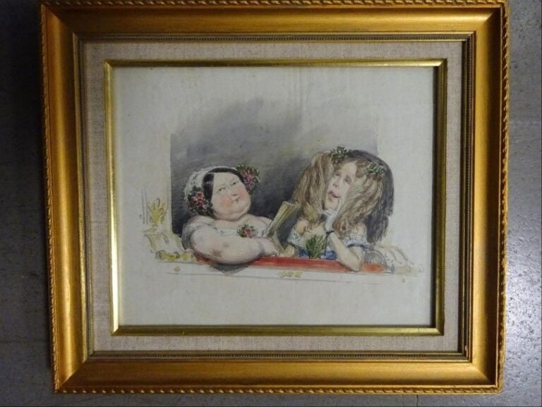 La loge du théâtre Encre et aquarelle sur papier Non signée 21 x 25,5 cm (à vue)