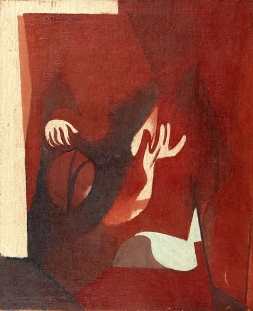La main et la fleur Huile sur toile, signée en haut à gauche et datée 1930 81 x 65 cm Expositions: - Galerie Louis Leiris 1930 - Centre national d'art contemporain Paris 1970 (n°11)