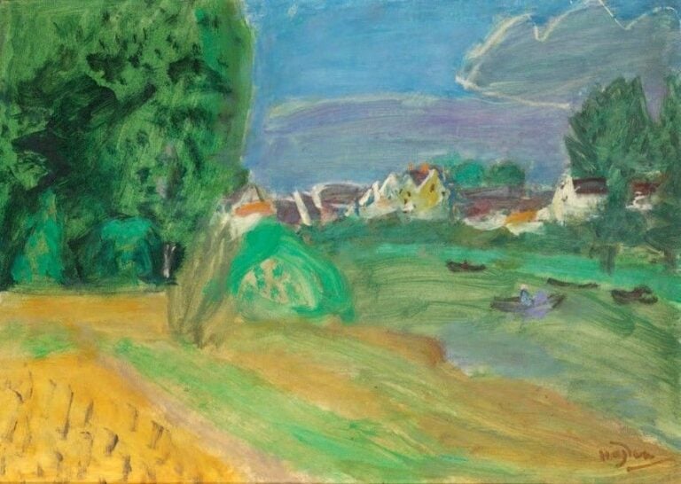 La Marne à Ussy Huile sur isorel, signée en bas à droite et titrée au dos 33 x 46 cm